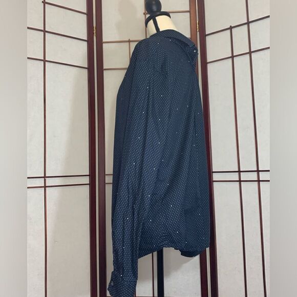 Original Penguin Navy Blue Button up collared shirt with dots and arrows XL - Picture 3 of 8